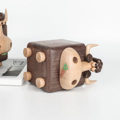 Handcrafted Black Walnut Wood Cow Pencil Holder