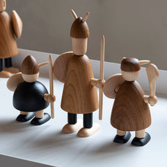 Handcrafted Viking Wooden Figurine Set