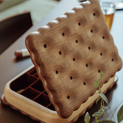 Large Size Biscuit-Shaped Solid Wood Jewelry Organizer Box