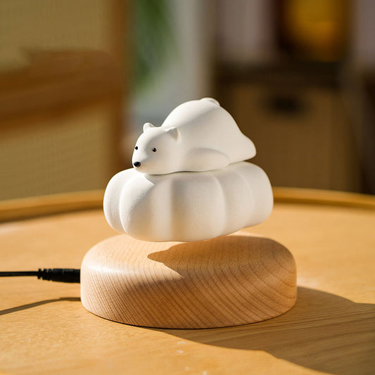 Magnetic Levitating Cloud Polar Bear Wooden Ornament