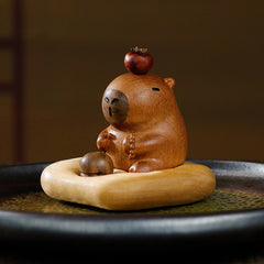 Hand-Carved Capybara Wooden Figurine