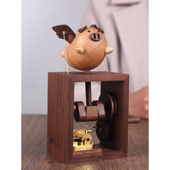 Flying Pig Solid Wood Music Box – Castle in the Sky