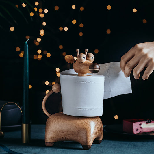 Handcrafted Cute Giraffe Solid Wood Paper Towel Holder