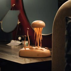 Handcrafted Wooden Jellyfish & Mushroom Dynamic Decor Night Light