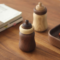 Cute Baby Bottle Shaped Solid Wood Toothpick Holder