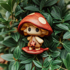 Handcrafted Mushroom Doll Wooden Ornament