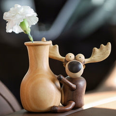 Handcrafted Moose Vase Car Ornament