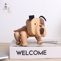 Handcrafted Wooden Bulldog Figurine