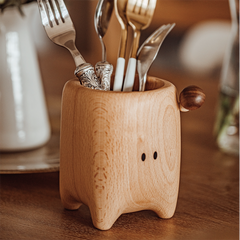 Cute Mushroom Elf Solid Wood Multi-Purpose Storage Cylinder