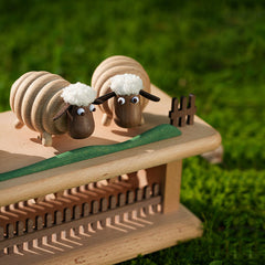 Handcrafted Three Sheep Wooden Dynamic Mechanical Ornament