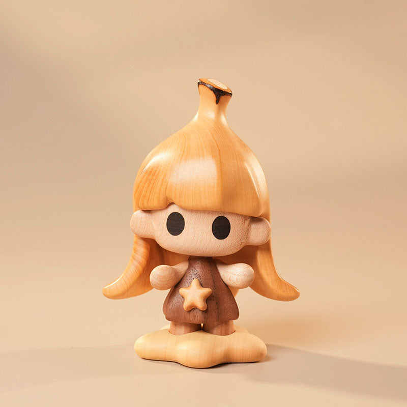 Handcrafted Cute Banana Elf Doll Solid Wood Ornament