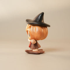 Handcrafted Pumpkin Witch Doll Solid Wood Ornament