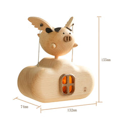 Handcrafted Wooden "Flying Pig" Dynamic Night Light