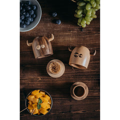 Cute Bull Monster Solid Wood Toothpick Holder