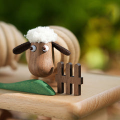 Handcrafted Three Sheep Wooden Dynamic Mechanical Ornament