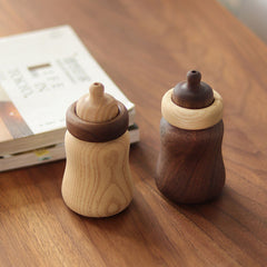 Cute Baby Bottle Shaped Solid Wood Toothpick Holder