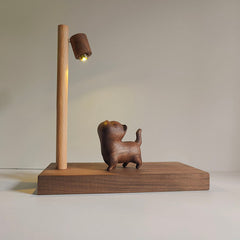 Handcrafted Wooden Cat Street Lamp Night Light