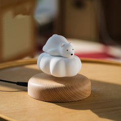 Magnetic Levitating Cloud Polar Bear Wooden Ornament