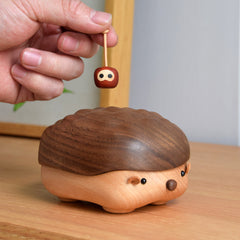 Handcrafted Hedgehog-Shaped Wooden Storage Box
