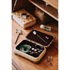 Handcrafted Biscuit Shaped Solid Wood Jewelry Storage Box