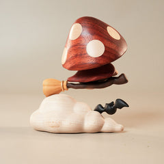 Handcrafted Flying Mushroom Witch Wooden Ornament