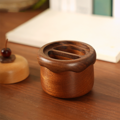 Cute Cake-Shaped Cherry Solid Wood Cotton Swab &Toothpick Storage Holder