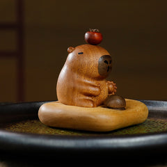 Hand-Carved Capybara Wooden Figurine