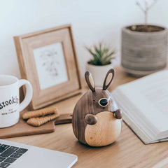 Cute Chubby Rabbit Hand-Cranked Solid Wood Music Box (Castle in the Sky Melody)