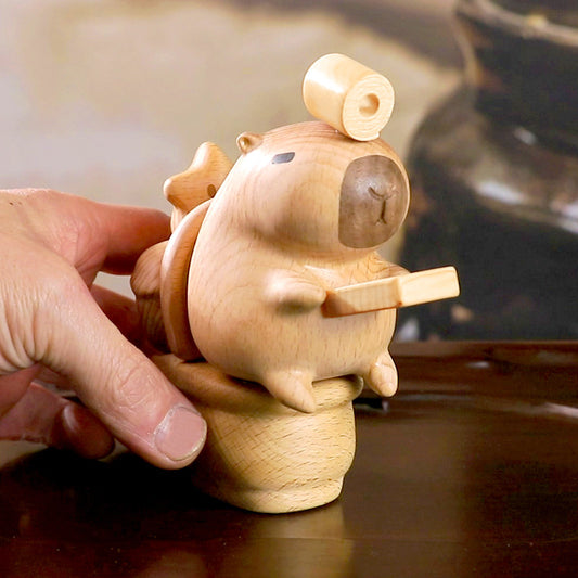 Handcrafted Magnetic Capybara Wooden Figurine Set