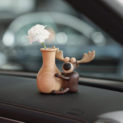 Handcrafted Moose Vase Car Ornament