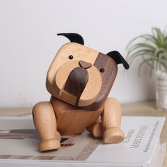 Handcrafted Wooden Bulldog Figurine