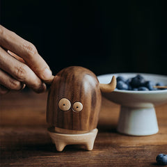 Cute Bull Monster Solid Wood Toothpick Holder