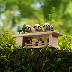Handcrafted Three Sheep Wooden Dynamic Mechanical Ornament