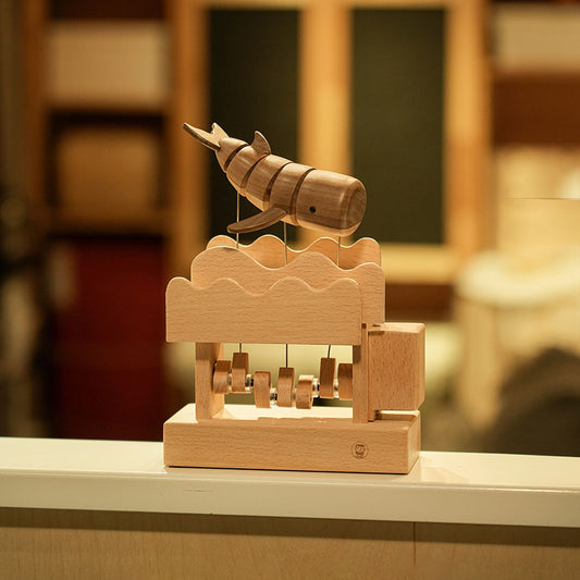 Handcrafted Wooden Dynamic Whale Mechanical Ornament