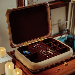 Large Size Biscuit-Shaped Solid Wood Jewelry Organizer Box