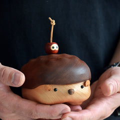 Handcrafted Hedgehog-Shaped Wooden Storage Box
