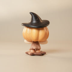 Handcrafted Pumpkin Witch Doll Solid Wood Ornament