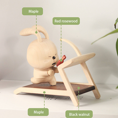 Handcrafted Sporty Running Rabbit Solid Wood Ornament