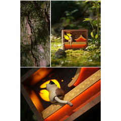 Handcrafted Wooden "Cat Watching the Moon" Dynamic Night Light