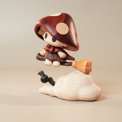 Handcrafted Flying Mushroom Witch Wooden Ornament