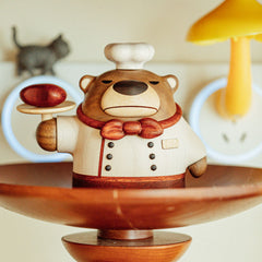 Handcrafted Chef Bear Solid Wood Ornament