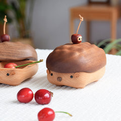 Handcrafted Hedgehog-Shaped Wooden Storage Box