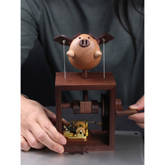 Flying Pig Solid Wood Music Box – Castle in the Sky