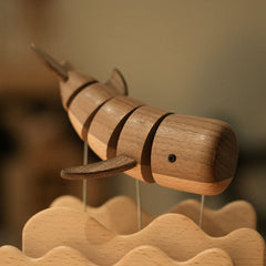 Handcrafted Wooden Dynamic Whale Mechanical Ornament