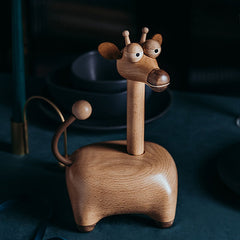 Handcrafted Cute Giraffe Solid Wood Paper Towel Holder