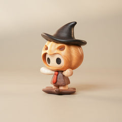 Handcrafted Pumpkin Witch Doll Solid Wood Ornament