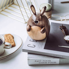 Cute Chubby Rabbit Hand-Cranked Solid Wood Music Box (Castle in the Sky Melody)