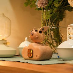 Handcrafted Wooden "Flying Pig" Dynamic Night Light