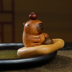 Hand-Carved Capybara Wooden Figurine