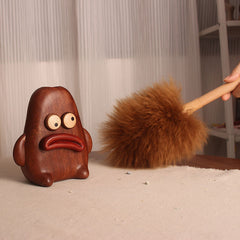 Handcrafted Sausage-Mouth Wooden Doll Vase (with Dust Brush)